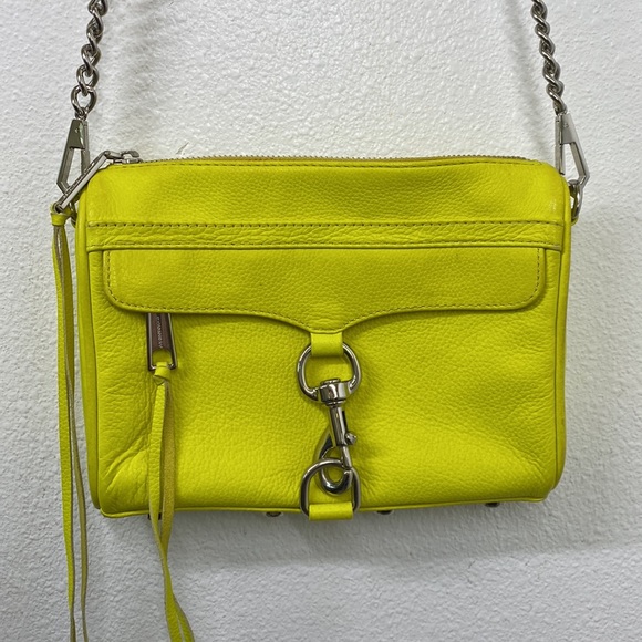 Rebecca Minkoff Handbags - REBECCA MINKOFF Mini M.A.C. neon yellow leather crossbody bag silver hardware